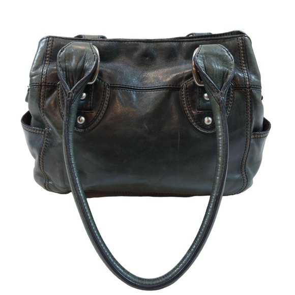 Fossil Handbags - FOSSIL Dark Forest Green Leather Medium Divided Satchel Handbag Shoulder Bad